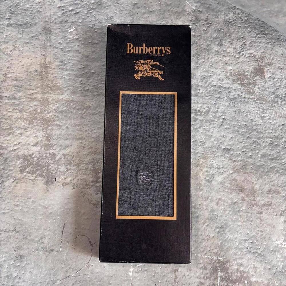 Vintage Burberry Grey Dress Socks. NOS Made In Japan Mens 8
